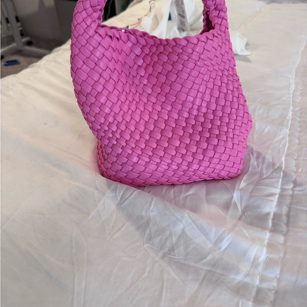 Pink Woven Handbag